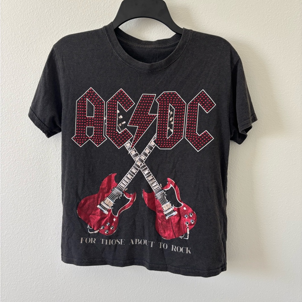 AC/DC Dark Gray Studded Band Tee